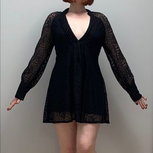 Free People Black Lace Mini Dress Size 6